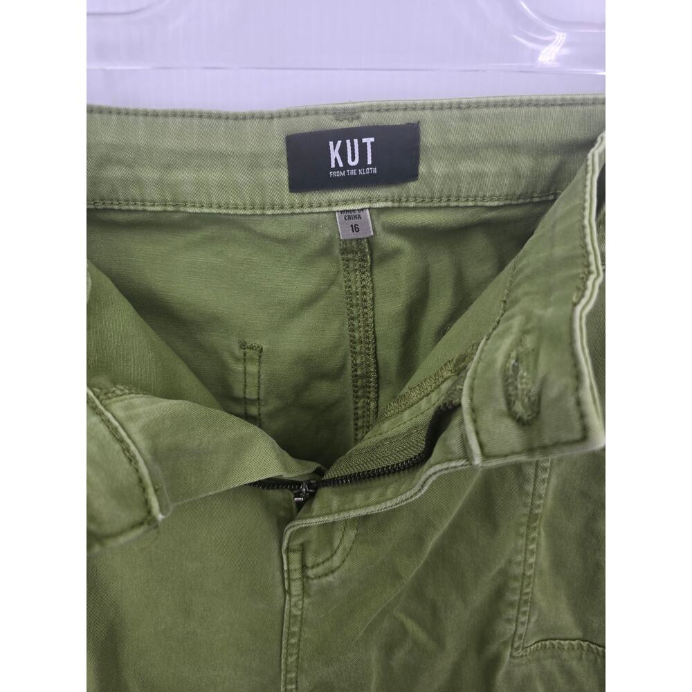KUT From The Kloth Ashton Barrel Leg Crop Twill Utility Pants Green Jeans 16 - Picture 4 of 8